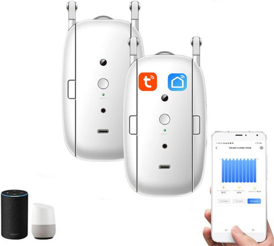Automatic Curtain Opener Closer Robot Wireless Smart Curtain Motor Timer Voice Control Smart Home Automation Device for for I Rail/U Rail/Rod Compatible with Alexa Google,I Rail