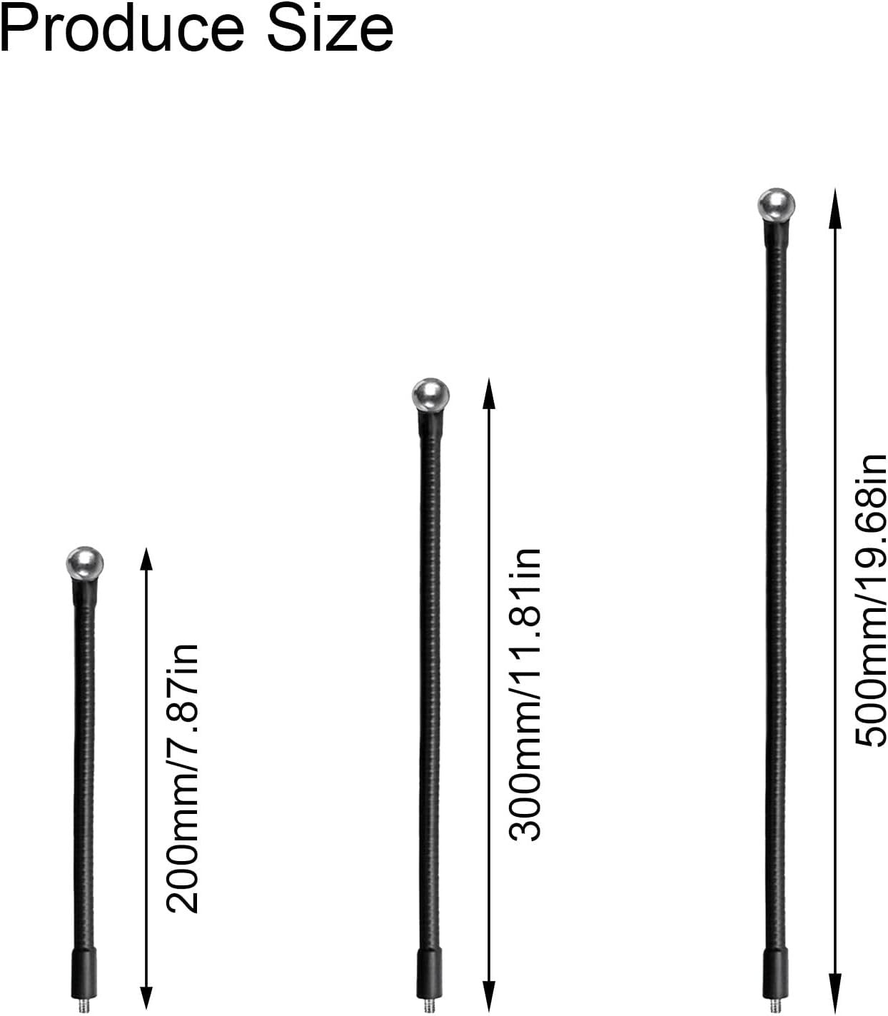 Gooseneck Hose Camera Flexible Arm with 1/4in Thread 17.4mm Head for Video Lighting Mount Easy Positioning