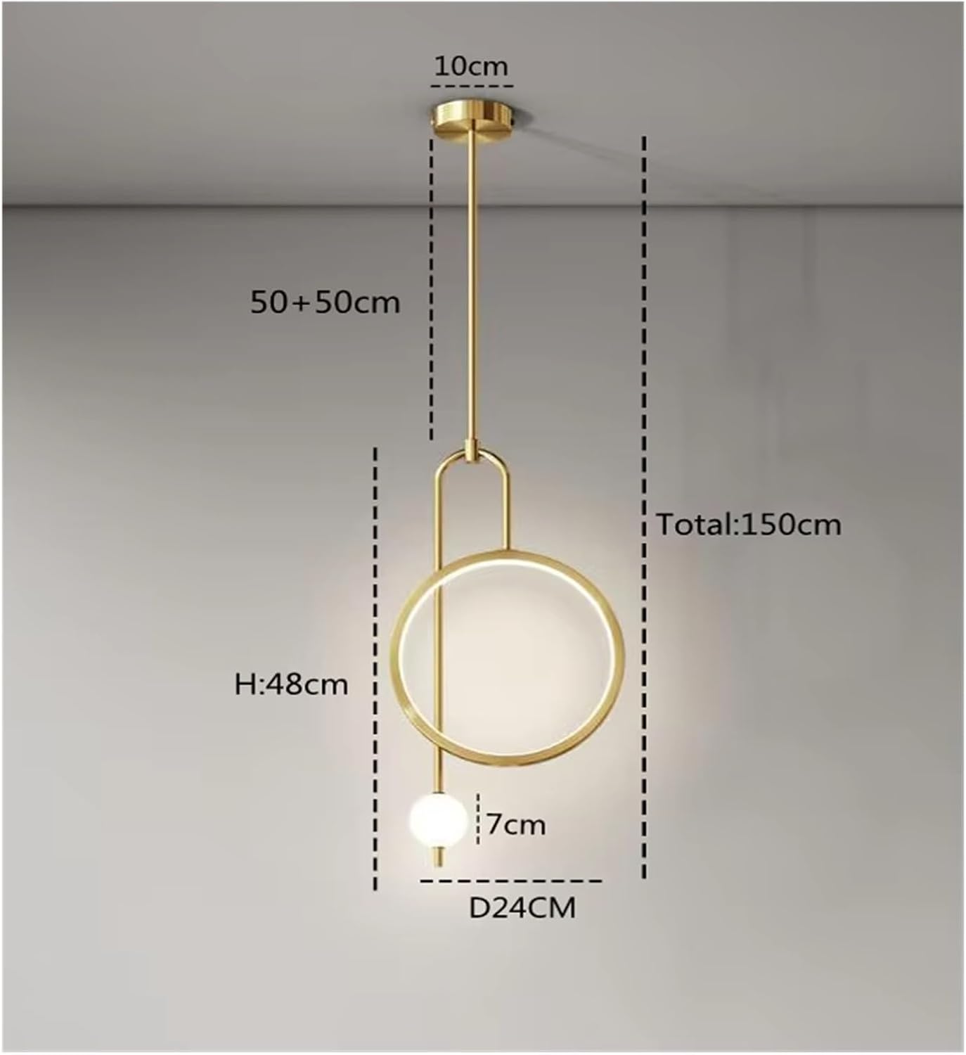 Generico LED Ring Pendant Light For Bedroom Bedside Warm Light Living Room Entrance Ceiling Hanging Lamp Decoration Lighting Bathroom Modern Lights