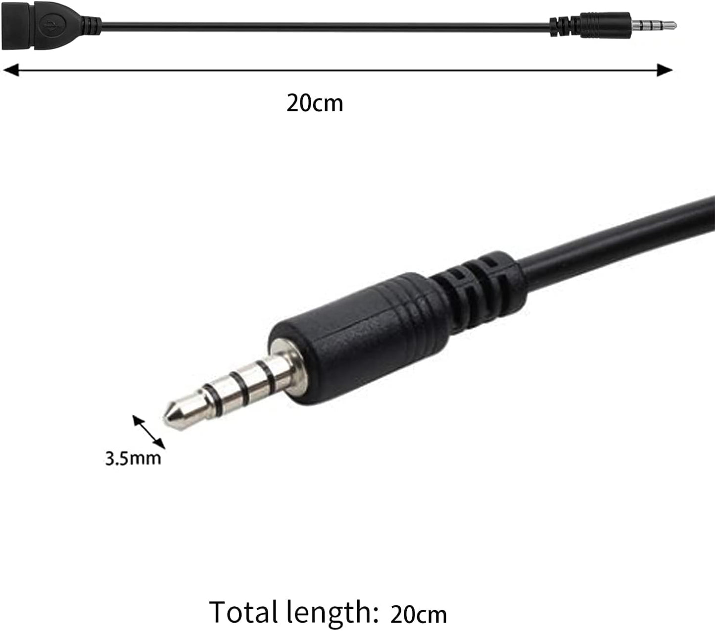 Coomoors USB to 3.5mm Jack Adapter Car Radio Auxiliary Audio Converter Male to AUX Cable to USB 2.0 Converter (Mp3 Audio Decoding Function Must Have Mp3)