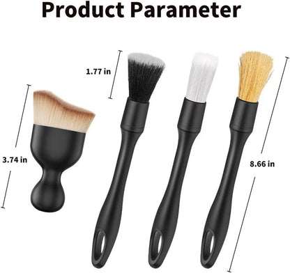 QioTceen Car Detailing Brush Set - 4-Piece Kit for Interior & Exterior Cleaning - Premium Car Wash Brush for Professional Results ﻿car Duster Interior