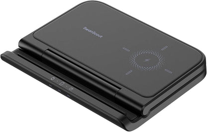 SwanScout Wireless Charger for Samsung Z Fold 6/5/Pixel 9 Pro Fold, SwanScout 705S, 3 in 1 Foldable Wireless Charging Station for Samsung Z Fold, Galaxy Watch 7/Ultra/6/5, Galaxy Buds 3 (No Adapter)