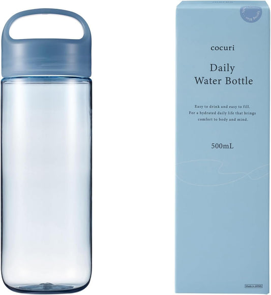 Marna Daily Water Bottle, 16.9 fl oz (500 ml) (Washerless) Smooth Mouth Feel Like Glass (Lightweight/Dishwasher Safe), Water Bottle, Drink Bottle (Made in Japan, Easy to Clean), Spring Blue K795B