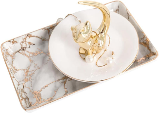 Holibanna Storage Plate Jewelry Tray Decoration Tray Decorative Trays Jewelry Display Plate Decorative Tray Desktop Decoration Ceramic Tray
