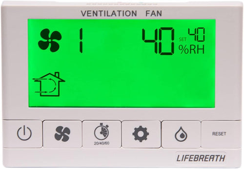 Lifebreath Digital Wall Control – 99-DXPL02. 5 Speed Control, LCD Display Control