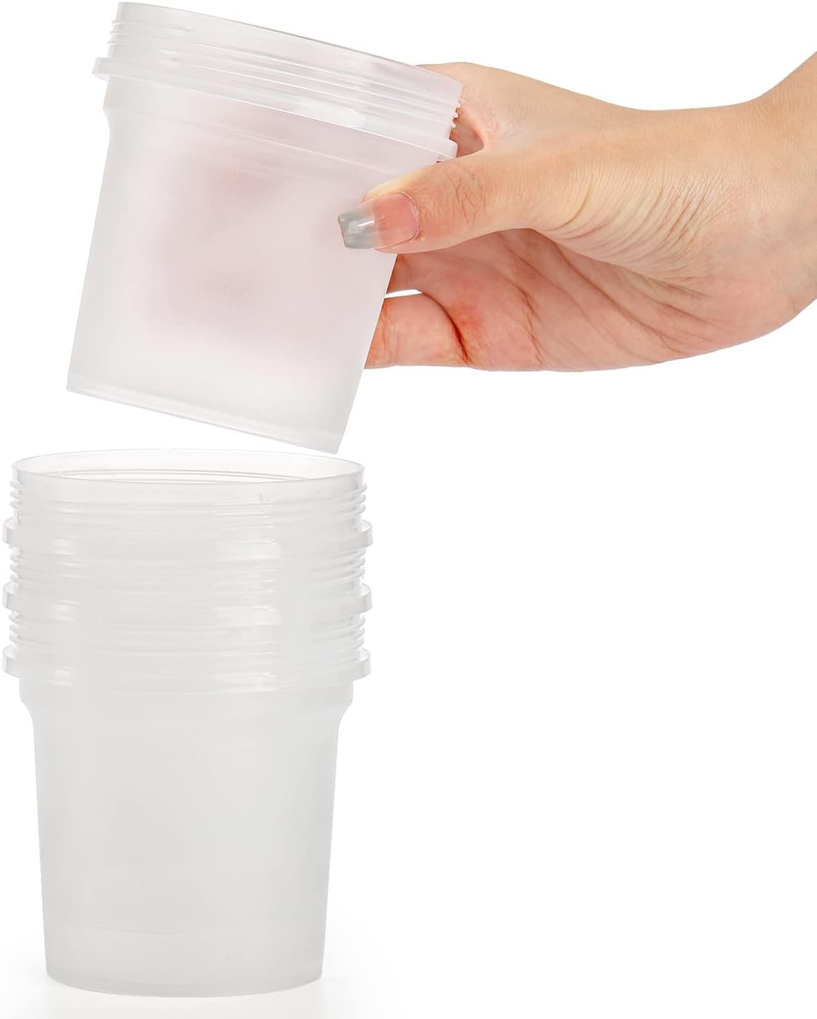 Peohud 20 Pack Ice Cream Containers, 10 Oz Plastic Freezer Food Storage Jars with Screw Lids, Leak Proof Takeout Container for Jam, Reusable Pudding Cups for Fruit, Dessert, Sundaes, Soup, BPA Free