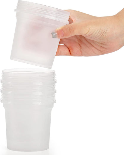 Peohud 20 Pack Ice Cream Containers, 10 Oz Plastic Freezer Food Storage Jars with Screw Lids, Leak Proof Takeout Container for Jam, Reusable Pudding Cups for Fruit, Dessert, Sundaes, Soup, BPA Free