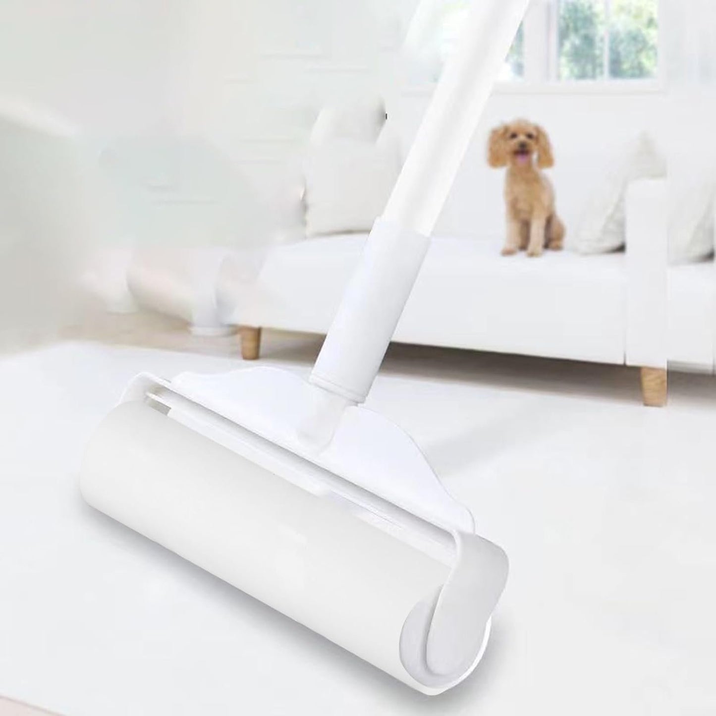 Voiemifore Lint Rollers 6 Refills Full 9.5 Inch For Clothes,Sofa, Bed And Carpet, Lint Roller For Pet Hair, Cat Hair Dog Hair, Dust,1 Telescopic Rod(6PCS)