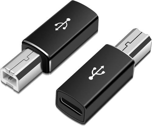 LUIRSAY 2Pcs USB B to USB-C Printer Cable Adapter Cable Scanner Printer Converter for MIDI Printer E-Piano Electronic Drum (Black)