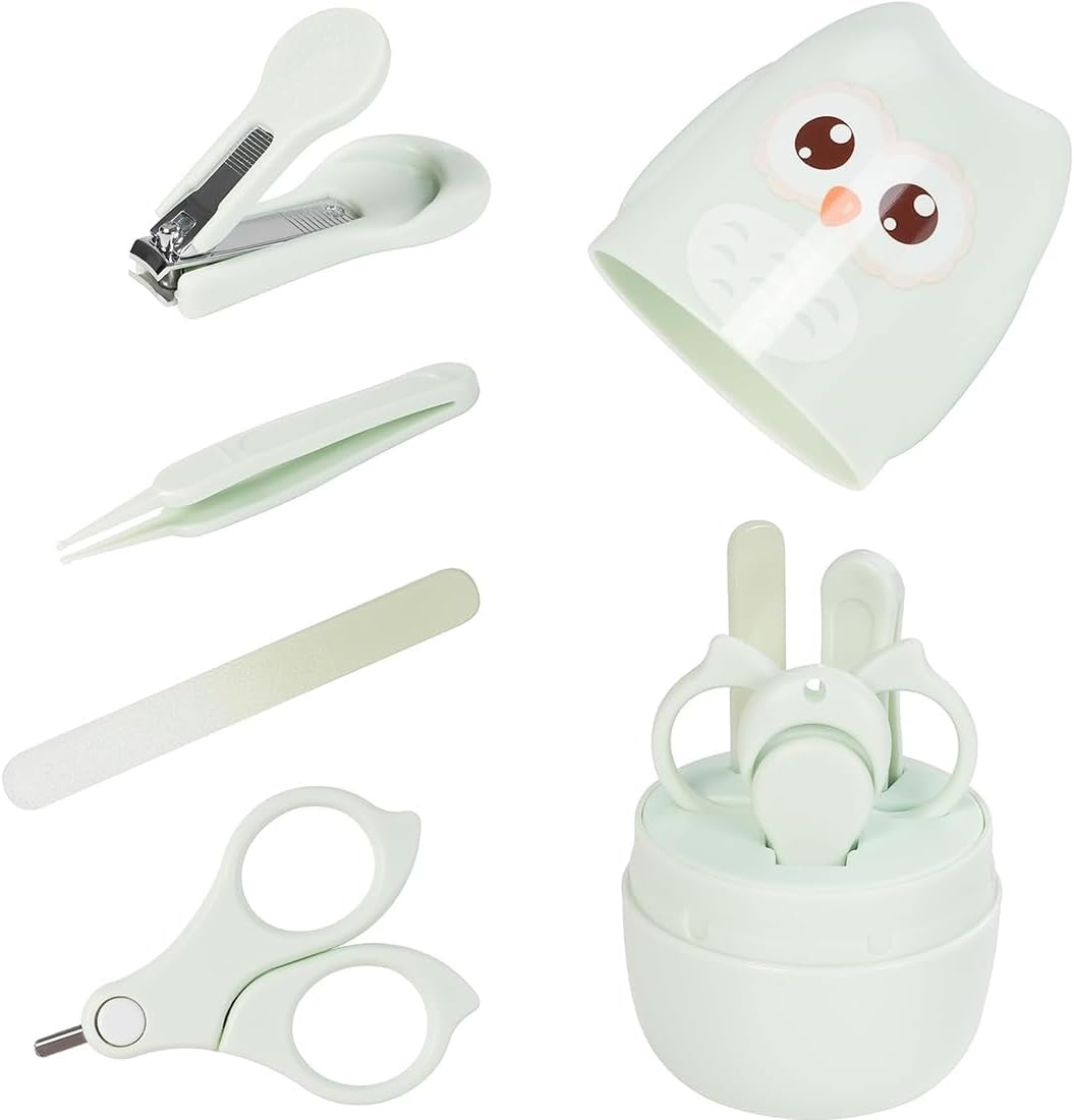 Baby Nail Clippers Care Set, Baby Nail Clipper Kit,Baby Manicure and Pedicure kit Baby Nail Clippers Scissor Baby Nail File & Tweezer for Baby Boy and Girl (Green)