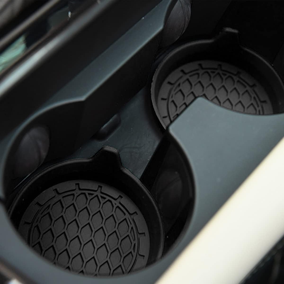XINLIYA 4 Pack Cup Holder Coaster, 3.1" Silicone Insulation Drink Mat, Waterproof Non-Slip Sift-Proof Spill Holder, Universal Vehicle Interior Accessories Compatible with Most Cars and Trucks (Black)