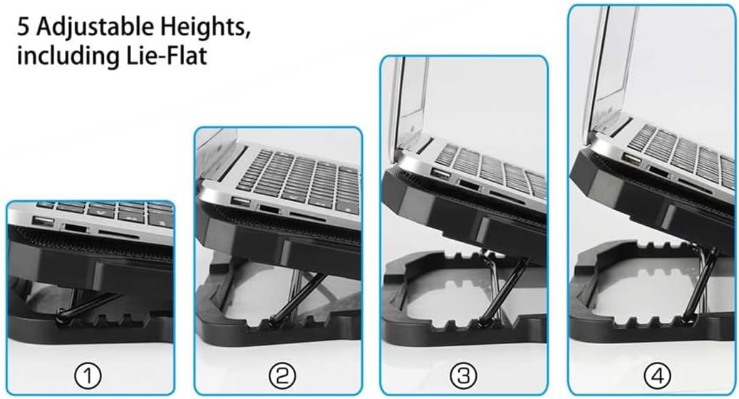 Oxhorn Laptop Cooling Stand 4 High Adjustable, 4 Silent Fans Fit up to 17″ Laptop