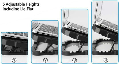Oxhorn Laptop Cooling Stand 4 High Adjustable, 4 Silent Fans Fit up to 17″ Laptop