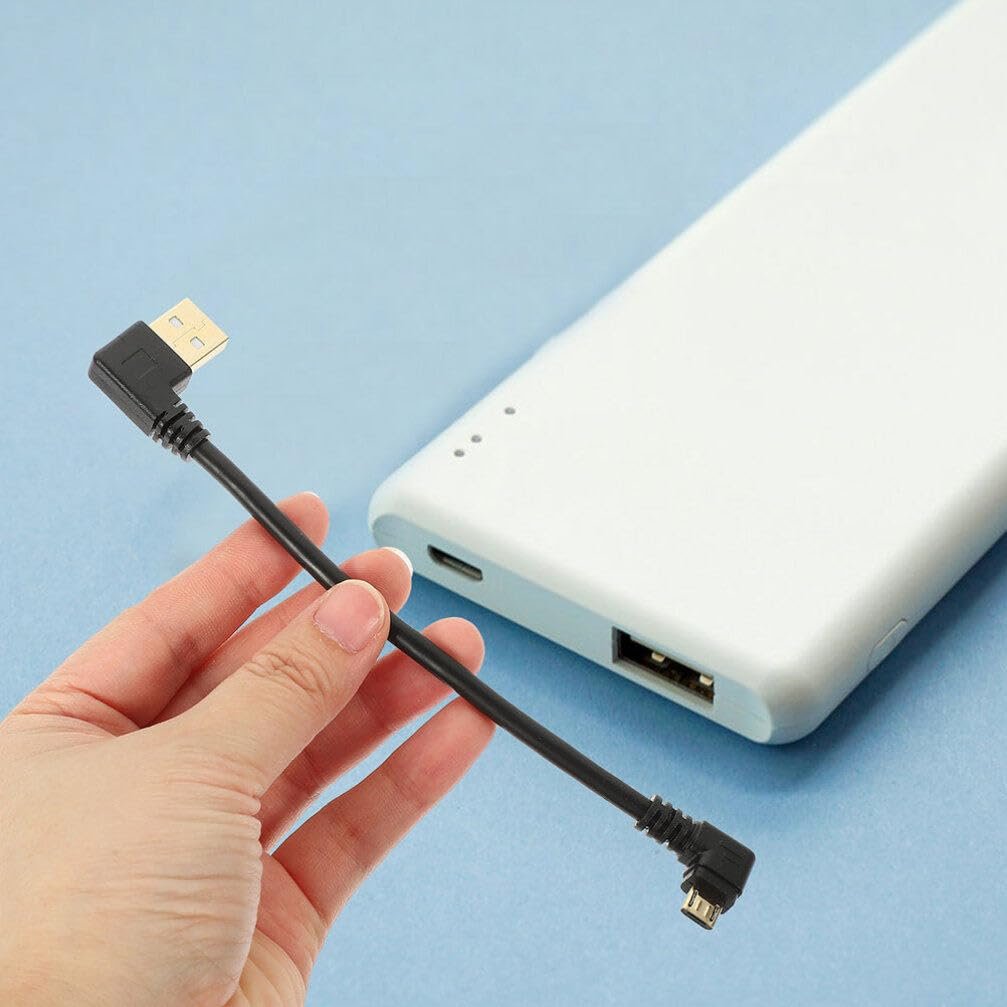 FUNOMOCYA 2 pcs Right Angle USB Cable Adapter for Data and Charging Compatible with Smartphones and Tablets