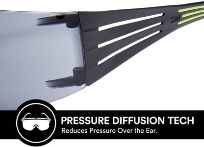 3M Safety SF400G-WV-6 Pro SecureFit 400 Eye Protection Safety Glasses, Black Frame and Gray Lens, Anti-fog, 1 Pair
