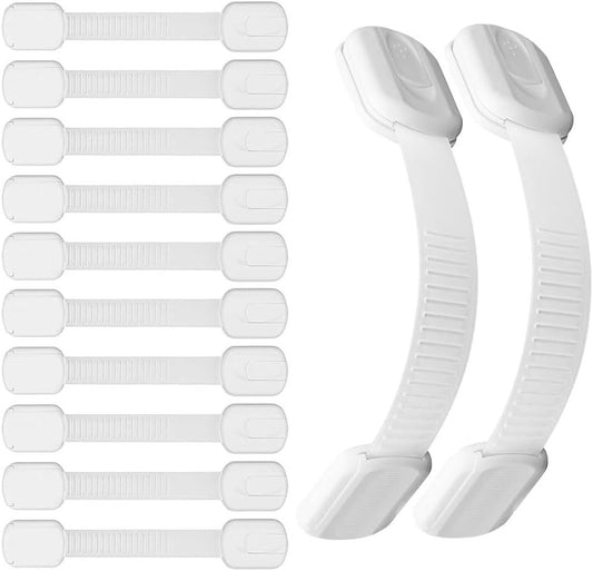Aufondof 12 Pack Child Safety Strap Locks Refrigerator Cabinet Drawer Door Latches Baby Pets Proof,Easy to Use No Tools Required,Durable and Reliable for Cabinets, Drawers