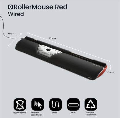 Contour Design RollerMouse Red– Ergonomic Mouse with Memory Foam Palm Support | Ideal for RSI and Carpal Tunnel | Mac & PC Compatible | Ambidextrous Wired Mouse for PC, Mac & Laptop