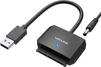 WAVLINK USB3.0 to SATA III Hard Drive Adapter Cable, SATA to USB A 5Gbps Converter, External Hard Drive Connector for 2.5"/3.5" HDD/SSD, Power Adapter Included(Updated Version)