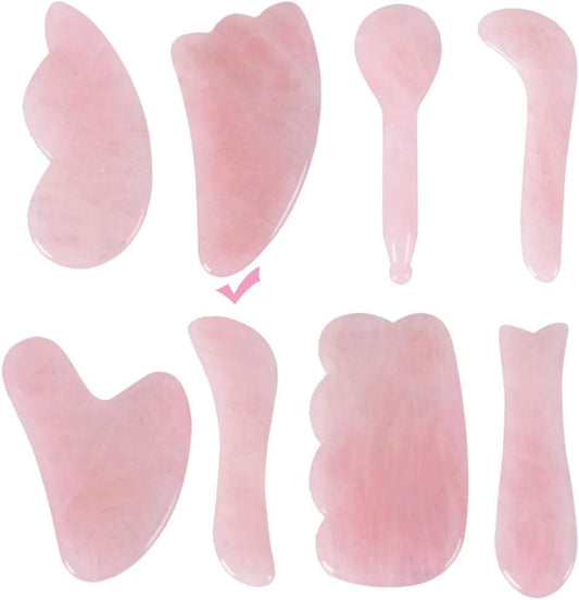 Pink Rose Quartz Jade Scraping Board Gua Sha Board for Skincare 100% Natural Healing Stone Guasha Tools for Anti Aging Anti Wrinkles Lifting Your Face1/47 (Color : Pink, Size : 2)