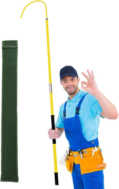 Rescue Hook Stick Electrical Safety Fiberglass High Voltage Insulated Rescue Hook for Electrician, Electrocution Emergency Life-Saving Tool with Telescopic Pole for Cable Maintenance Power Tower(Yello