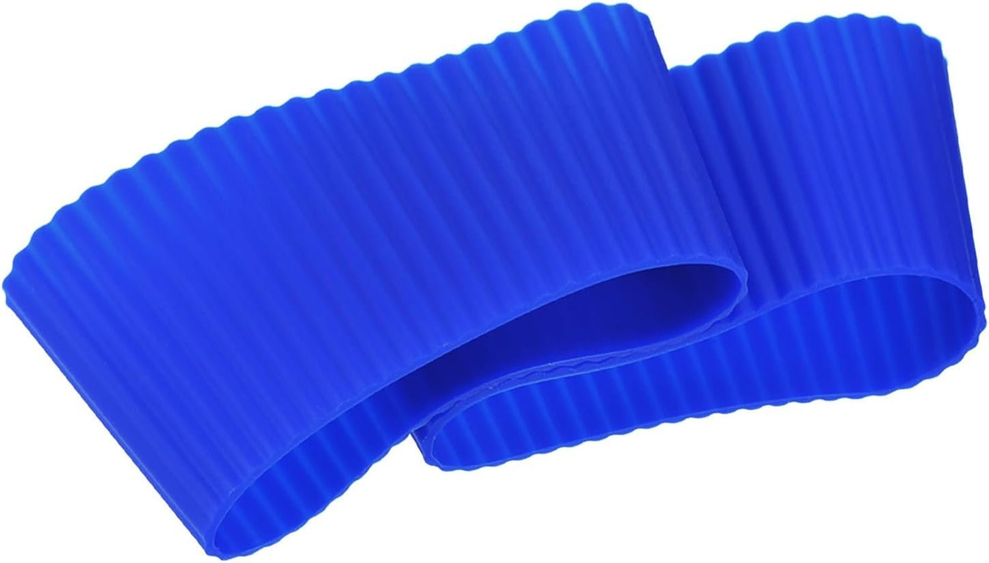 GLOKUUCA Coffee Cup Sleeves - 2 Packs Non-Slip Protective Covers Fits for Cups and Water Bottles - Silicone Heat-Resistant Cover - Blue