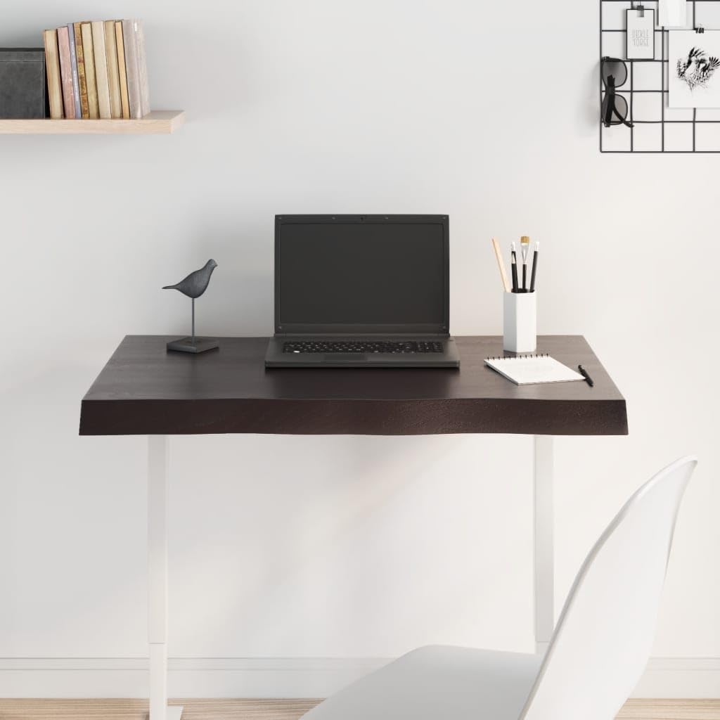 Eleganz Solid Oak Table Top 80 x 50 x 2 cm – Natural Edge, durevole & Treated for Indoor Outdoor Use – Perfect for Dining, Office or Workshop