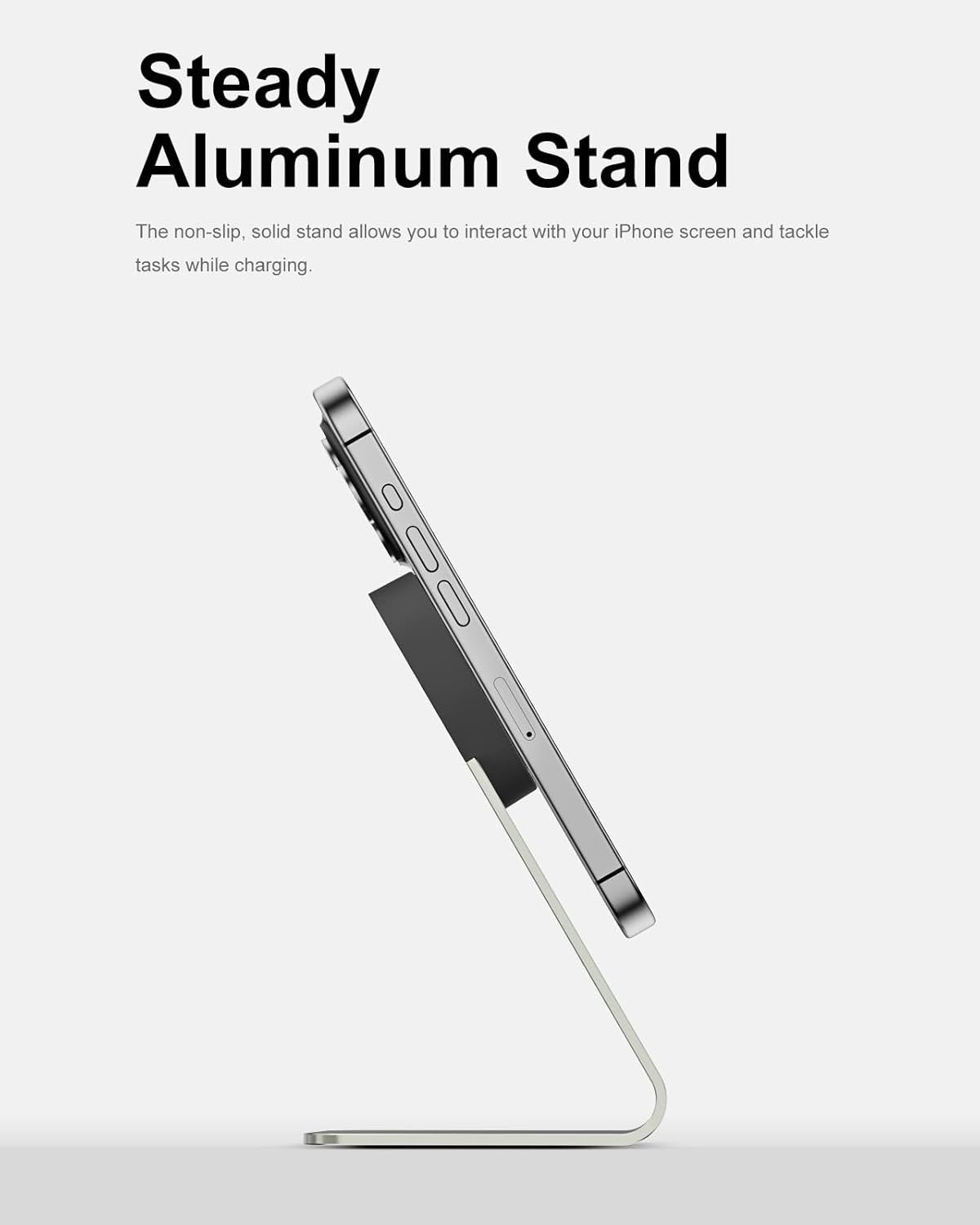 GOWATT Magnetic Charger Stand 15W Fast Charging, Compatible With Apple, Wireless Charger for iPhone 16 15 14 13 12 Series and Airpods