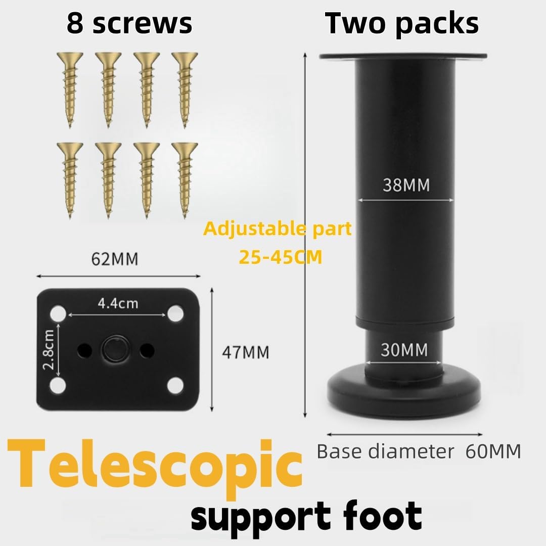 ZDL Height Adjustable Furniture Feet, 2 Pieces Adjustable Feet for Bed, Metal Supports for Furniture, Adjustable Desk Feet, Slatted Foot Support, Adjustable Feet for Furniture, Sofa