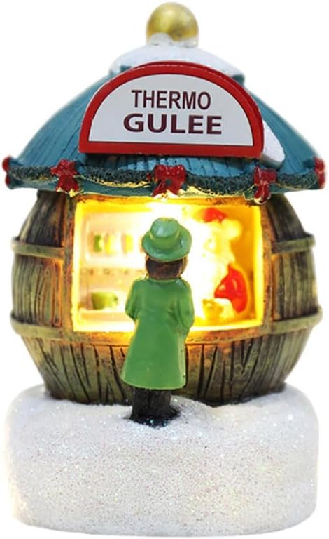 LICHENGTAI Oggettistica Natalizia in Resina Villaggio di Natale Luminoso Casa di Natale in Miniatura Case del Villaggio Natalizio con Illuminazione a LED, Regali di Natale del Ringraziamento