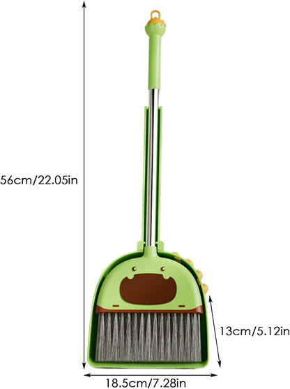 Toddler Broom Set, Kids Broom Dustpan Combo, Play Learn Educational Toy for Pretend Cleaning at Home and Preschool, 7.28x5.12x22.05 inches, Green, Pink