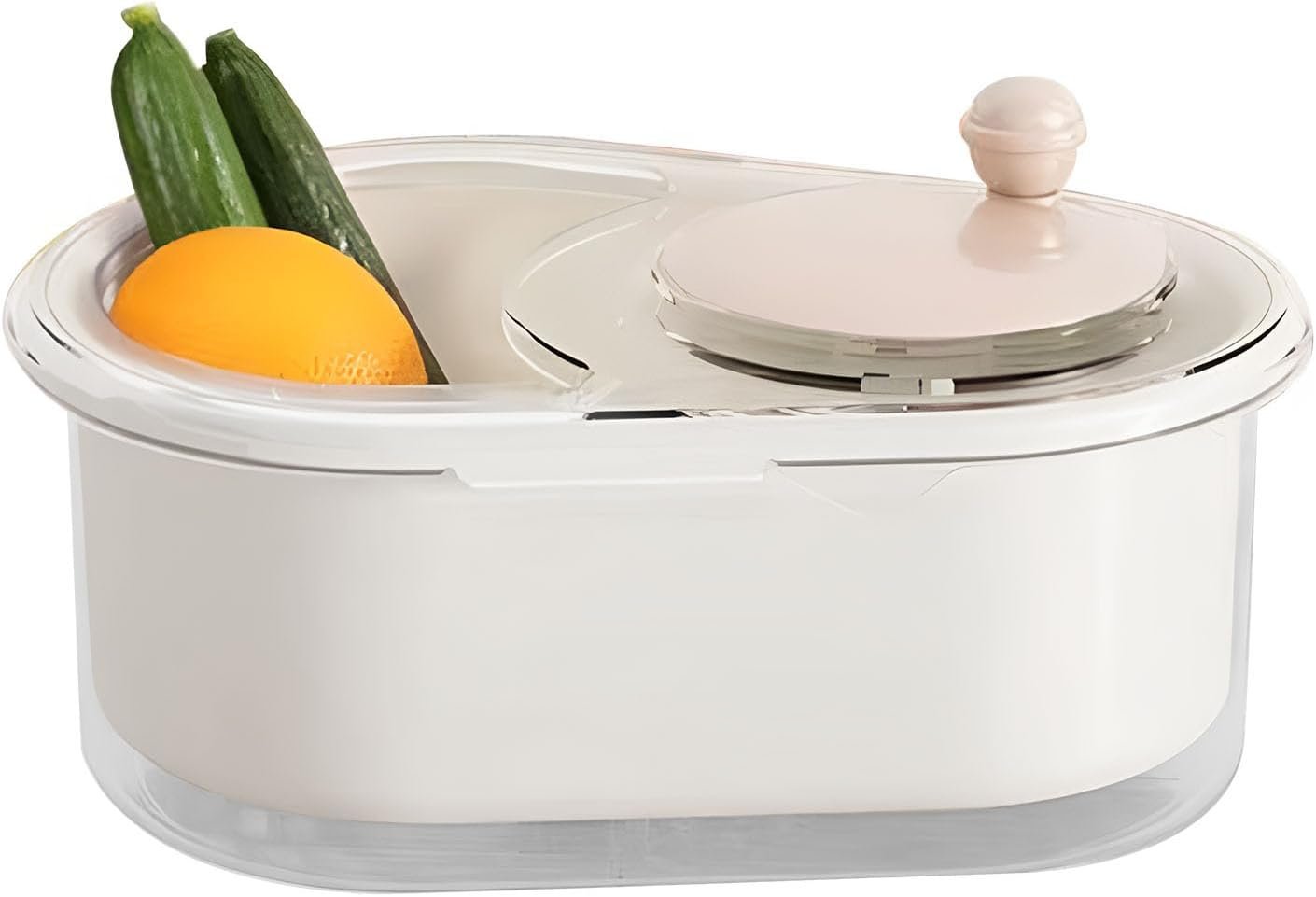 Veggie Spinner Bowl - Food Prep Tool, Salad Washing Basket | 32x24x14cm/12.6x9.45x5.51 inches Vegetable Rinse Device, Fruit Cleaning Container, Leafy Greens Dryer