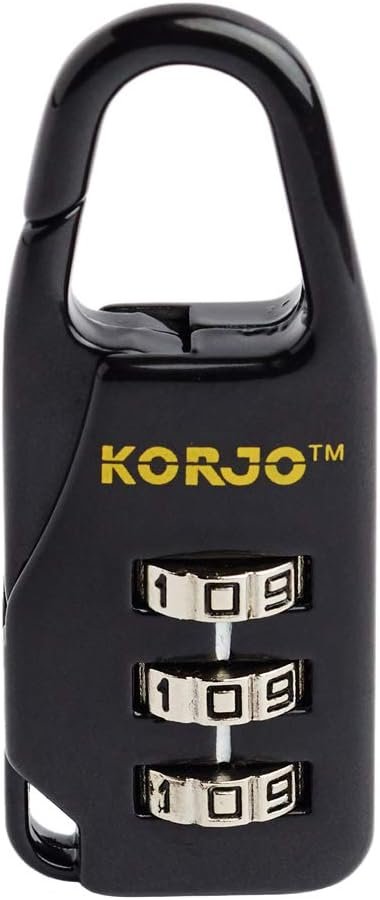 Korjo Designer Combination Lock, Travel Lock, Black