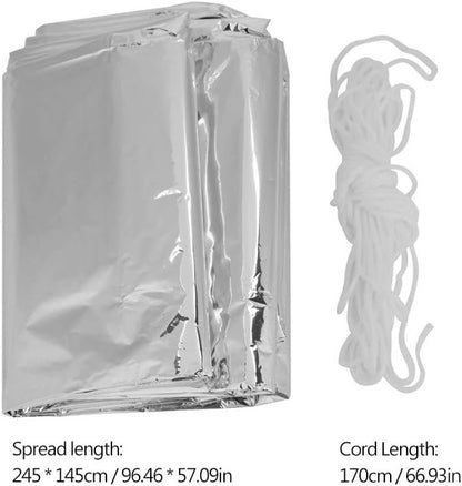 Outdoor Emergency Shelter Blanket Reflective Camping Hiking Survival Portable Tent Waterproof Windproof Lightweight Compact Design for Outdoor Enthusiasts Silver 96.46 x 57.09