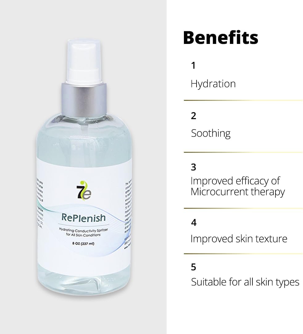 7E Wellness MyoLift RePlenish Spritzer – Hydrating Mist for Microcurrent Therapy – Reactivates Conductive Gel, Enhances Conductivity, Soothes & Moisturizes Skin (8oz / 236ml)