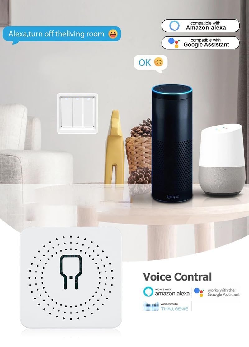 Zigbee Mini Smart DIY Relay Module Switch works with Alexa Google Home App and Voice Control,ZigBee Hub Required.16A (2 pack)