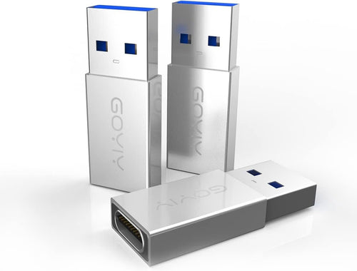 [10Gbps] GOYIY USB C Female to USB Male Adapter, USB A to USB C Adapter, 3-Pack, Single-Sided Super Speed Data Sync and Fast Charging for Laptop, Charger(Silver)