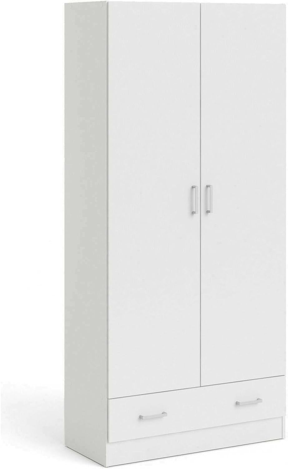 Dmora - Wardrobe 2 Doors Audette, Bedroom Furniture, Walk-in Closet, Clothes Wardrobe, 79 x 36 H 170 cm, White
