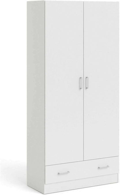 Dmora - Wardrobe 2 Doors Audette, Bedroom Furniture, Walk-in Closet, Clothes Wardrobe, 79 x 36 H 170 cm, White