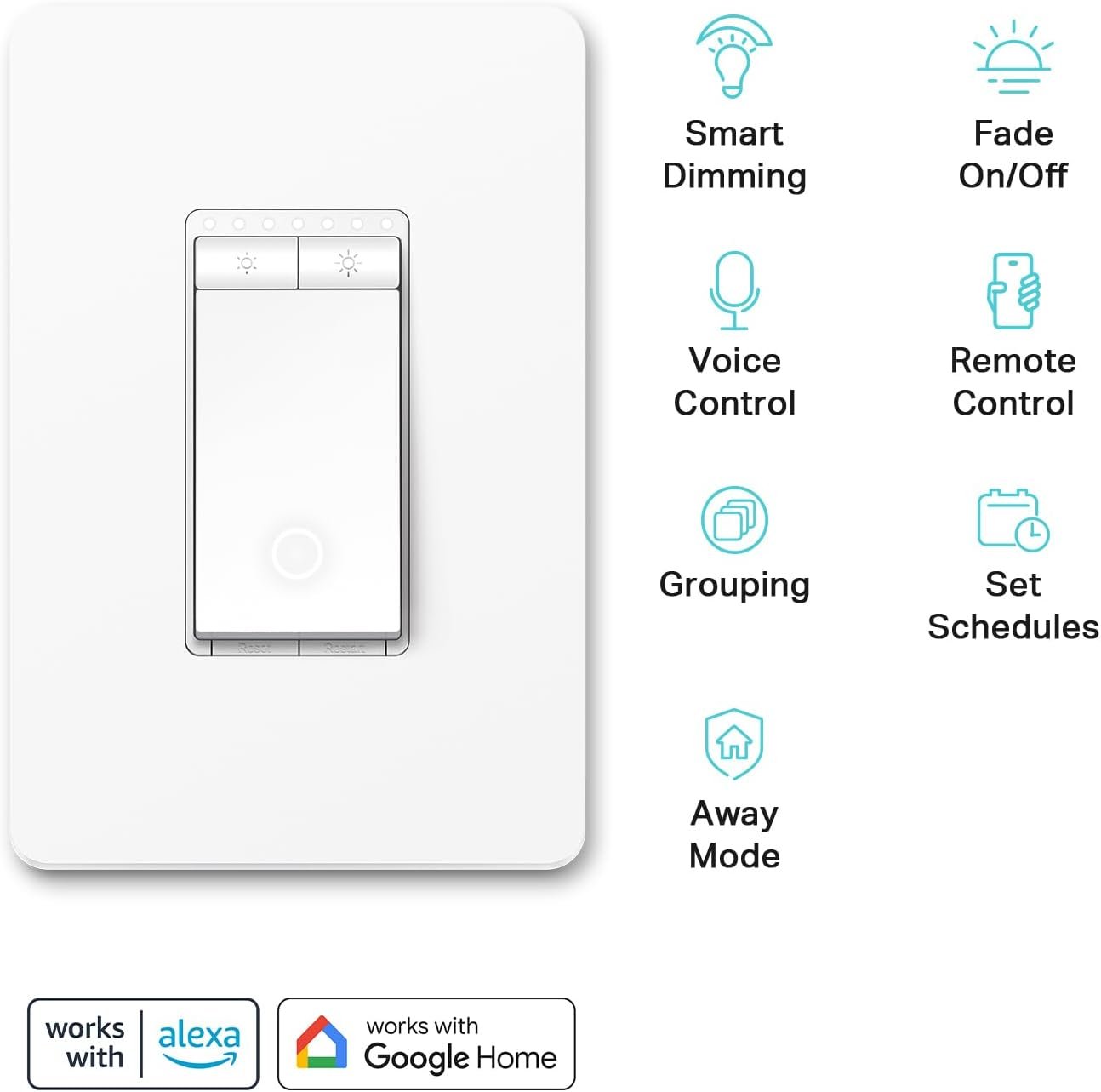 Kasa Smart Single Pole Dimmer Switch by TP-Link (HS220P3)- 2.4GHz Wi-Fi Connection Required, Dimmer Light Switch for LED Lights, Works with Alexa and Google Home, UL Certified, 3-Pack ,white