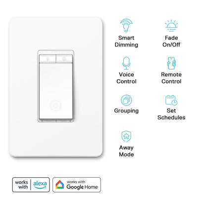 Kasa Smart Dimmer Switch HS220P3, Single Pole, Needs Neutral Wire, 2.4GHz Wi-Fi Light Switch Works with Alexa and Google Home, UL Certified,, No Hub Required, 3-Pack