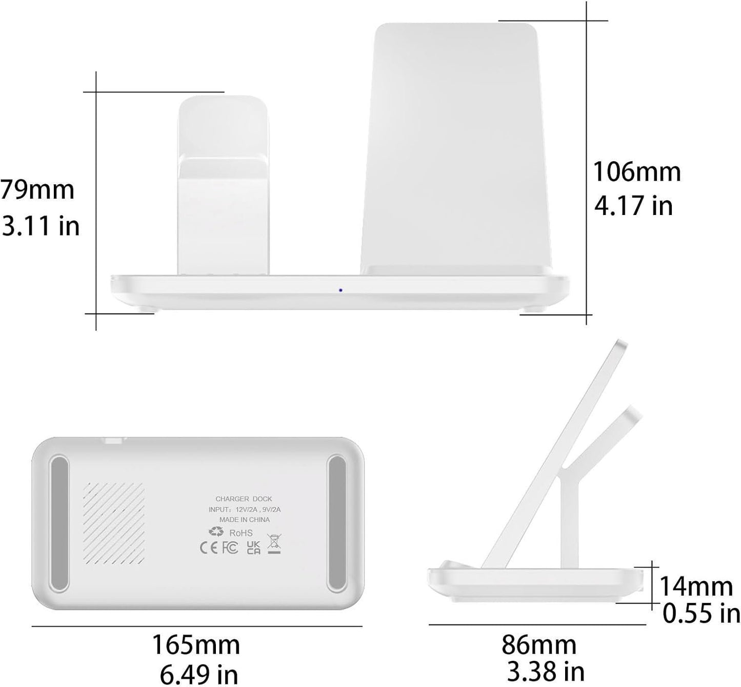 Wireless Charging Station 3 in 1 Wireless Charger for iPhone 16 15 14 13 12 11 Pro Max, Magnetic Charger Compatible with Apple Watch 10/Ultra 2/9/8/7/SE/6/5/4/3/2,Charging Dock for Airpods4/Pro/3/2
