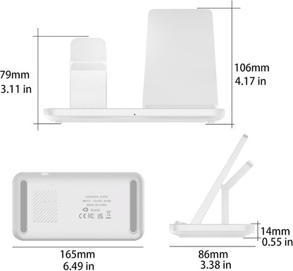 Wireless Charging Station 3 in 1 Wireless Charger for iPhone 16 15 14 13 12 11 Pro Max, Magnetic Charger Compatible with Apple Watch 10/Ultra 2/9/8/7/SE/6/5/4/3/2,Charging Dock for Airpods4/Pro/3/2