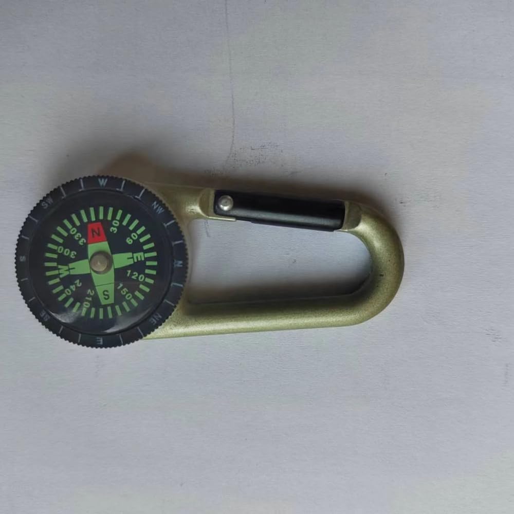 Carabiner Compass Outdoor Adventure Tools, Small Pocket-Sized Waterproof Gear, Mini Clip for Camping, Survival Tool, Emergency Kit, Hiking, Backpacking