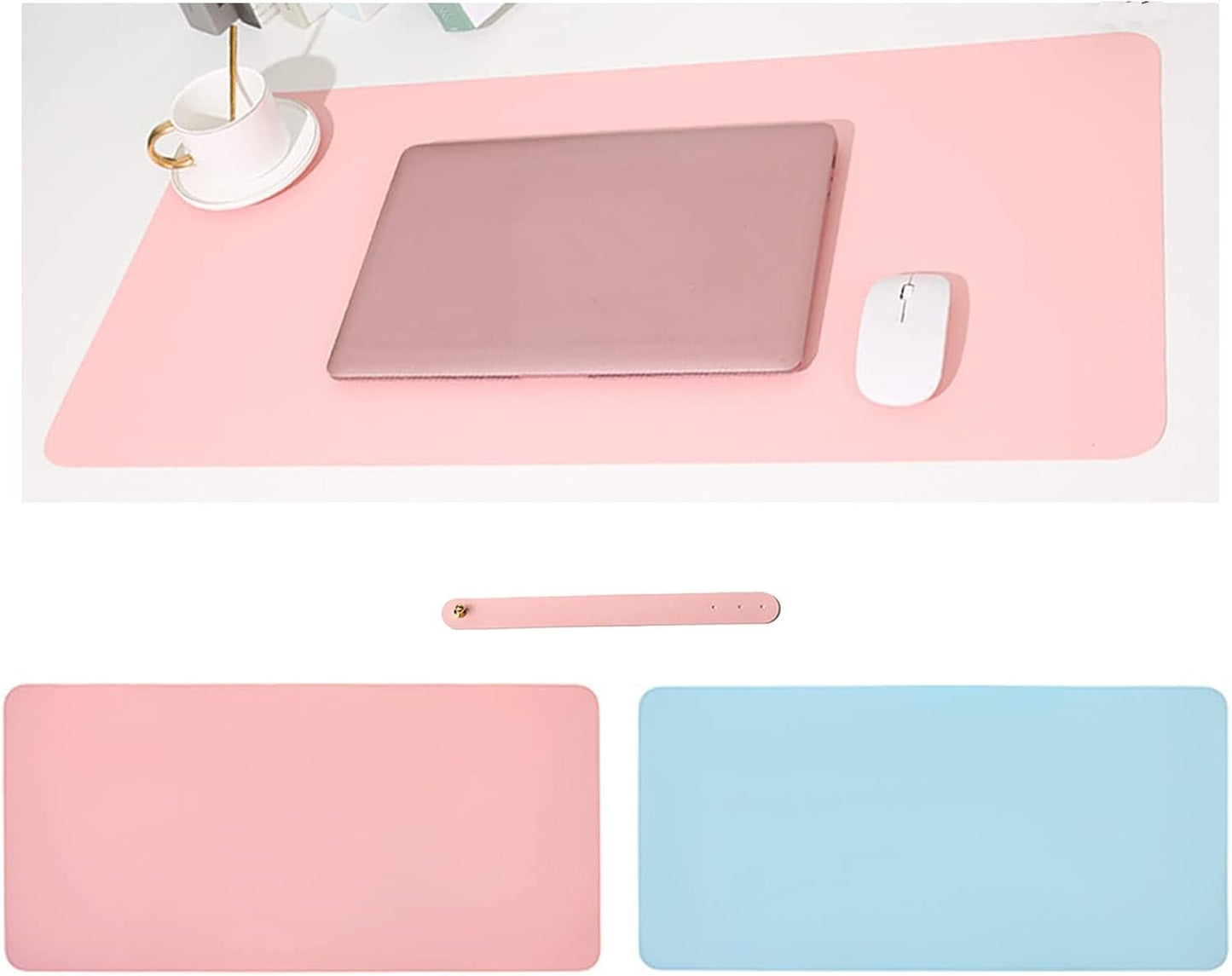 Desk Mat Large Mouse Pad 80x40cm,Office Desk Mat,Writing Padï¼ŒPU Leather Double-Sided Mousepad Desk Pad Gaming Mouse Pad for PC Laptop,Waterproof Mouse Keyboard Mat (Pink@Blue)