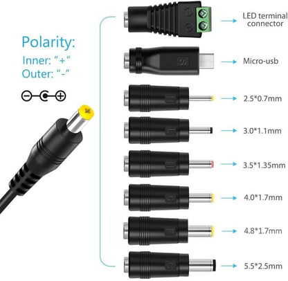 Belker 12W 3V 4.5V 5V 6V 7.5V 9V 12V Adjustable Voltage Universal AC/DC Adapter Power Supply for Household Electronics - 1A 1000mA Max.