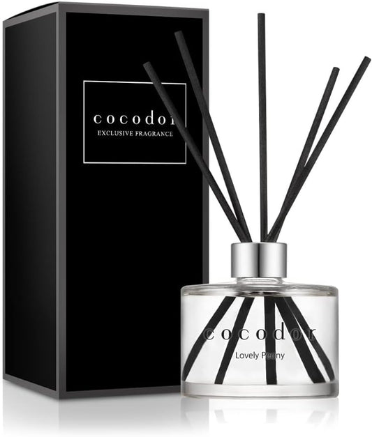 COCODOR Signature Reed Diffuser - Lovely Peony - 200ml - Reed Diffuser, Reed Diffuser Set, Oil Diffuser & Reed Diffuser Sticks, Room Décor & Office Décor, Home Fragrance, Gift
