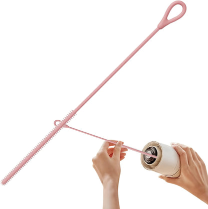 Straw Cleaners, Long Silicone Straw Cleaner Brush, 9.84 Inches, Reusable Non-Slip Cleaning Tool, Handle Pipe Washer for Metal, Glass Tube, Baby Bottles, Eco-Friendly
