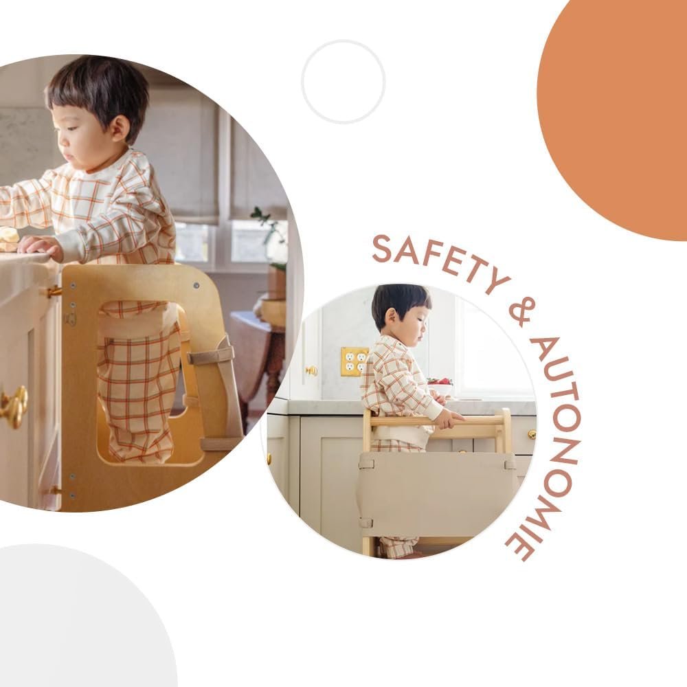 OLYMPE STORE Learning Tower Safety Net - Safety Guard - Kitchen Step Tool Toddlers/Kids - Saumon
