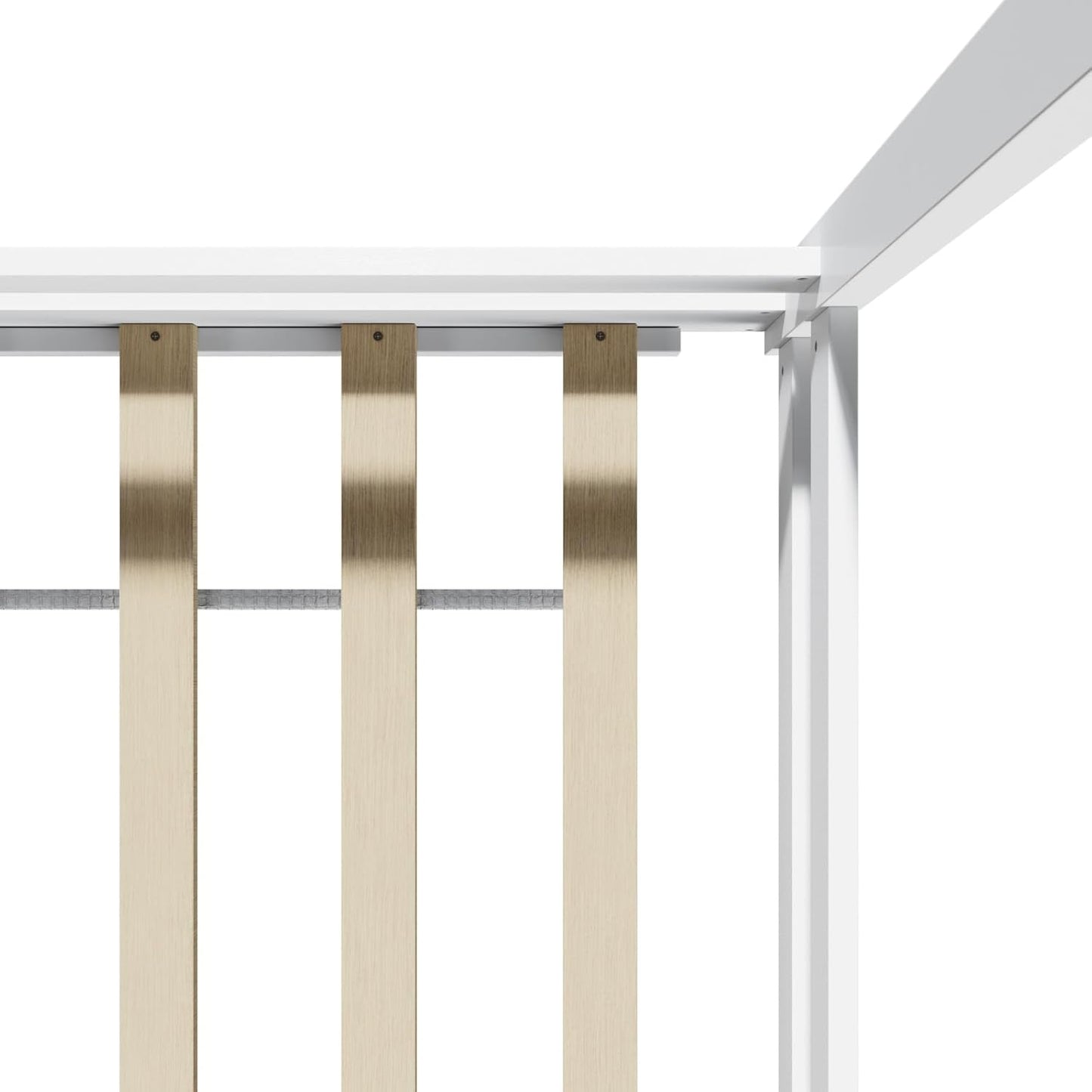 Oikiture Kids Double Bed Frame, Wooden Bed Frame with Pine Wood Timber Platform Bed Slat Support for Baby Toddler, White