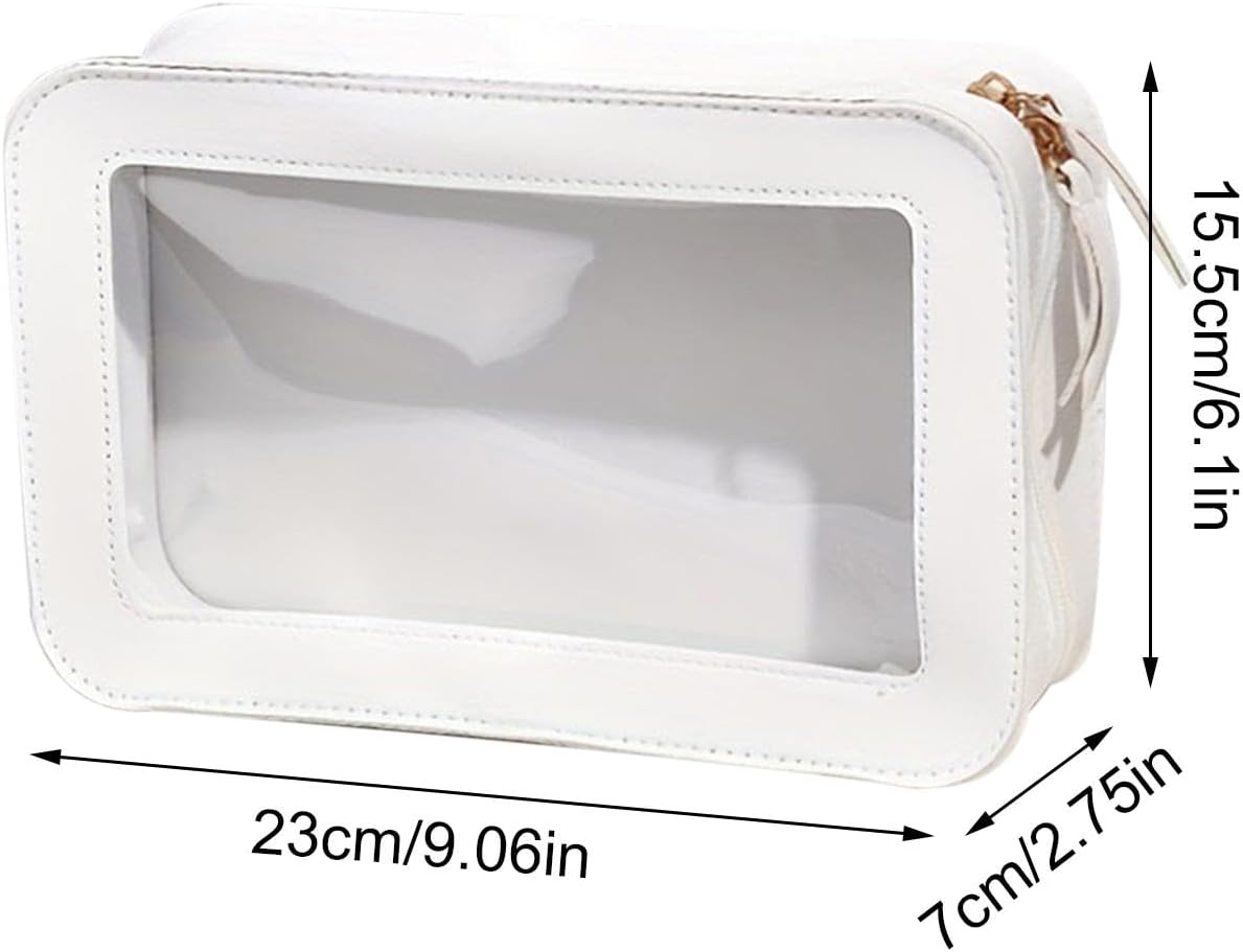 Clear Makeup Bag, Portable Makeup Organizer, Cosmetic Storage Pouch, Waterproof Travel Bag, Toiletry Bag Organizer, Travel Makeup Bag, Zipper Pouch Organizer, Makeup Bag For Travel, white, Please